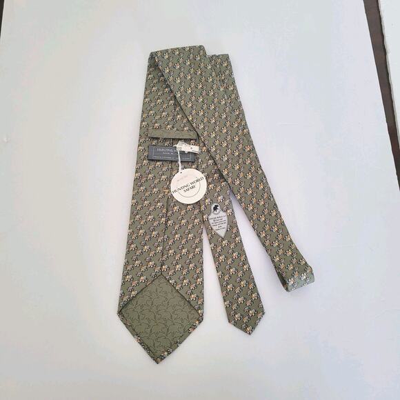Hunting World Safari Men's Neck Tie Necktie Designer Silk Green Elephant New - Picture 2 of 5